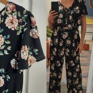 Black Floral Jumpsuit Romper, Xhileration, size medium